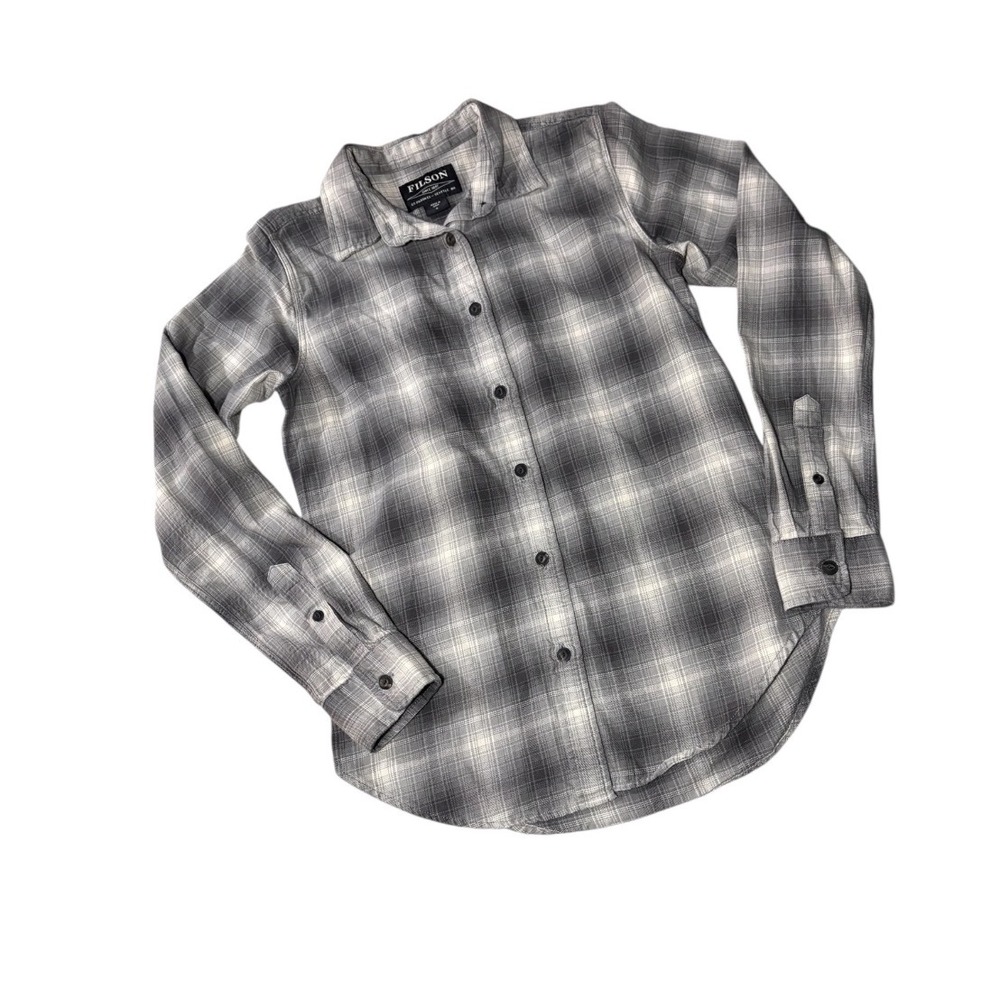Filson Women's Small Gray Plaid Long‎ Sleeve Button Up Shirt